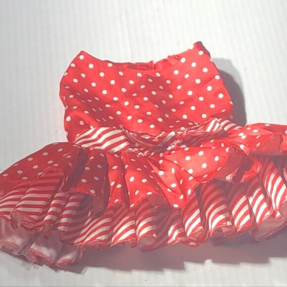 Build A Bear Candy Cane Dress Christmas Theme Ruffles Polka Dotted Red/White OS - Picture 6 of 9